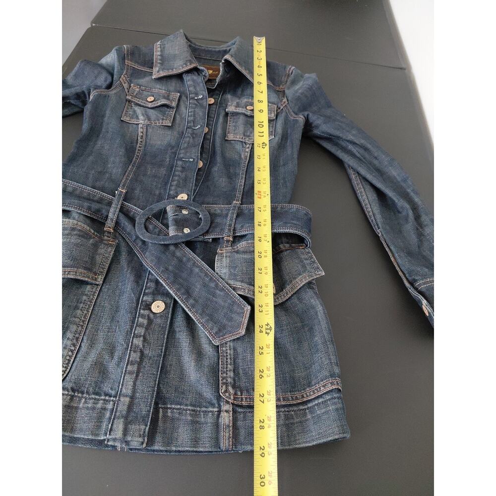 7 For All Mankind Jean Dress SMALL Mini Button Up Denim RARE Countryside Belted - Picture 11 of 16